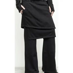 Nicholas K Designer Black Jeans Pants Attached Skirt Size XXS Mid rise Straight